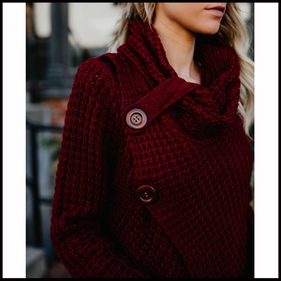 Button Cowl-Neck Sweater - Picture 2 of 7